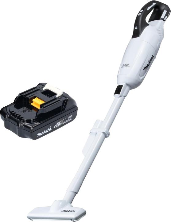 Makita DCL 281 FY1W Akku Staubsauger 18 V weiss Brushless + 1x Akku 1,5 Ah - ohne Ladegerät