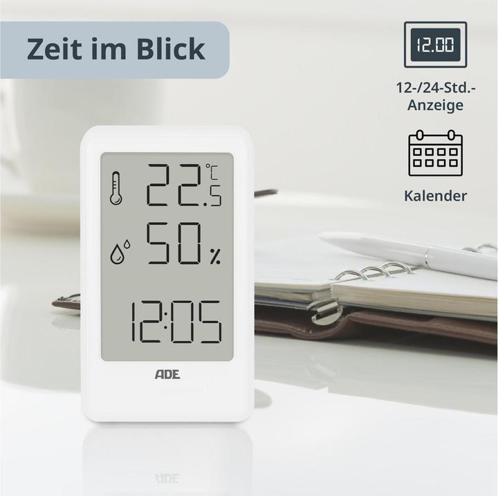 Actual product image ADE Weather station thermo-hygrometer 11 cm, white, functions