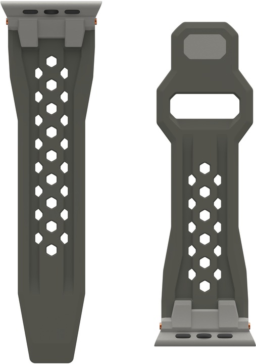Actual product image UAG Urban Armor Gear Monarch Strap| Apple Watch Ultra/42/44/45/46mm| olive/titanium| (194158117236) (Fluoroelastomer, Rubber, Apple Watch Ultra)