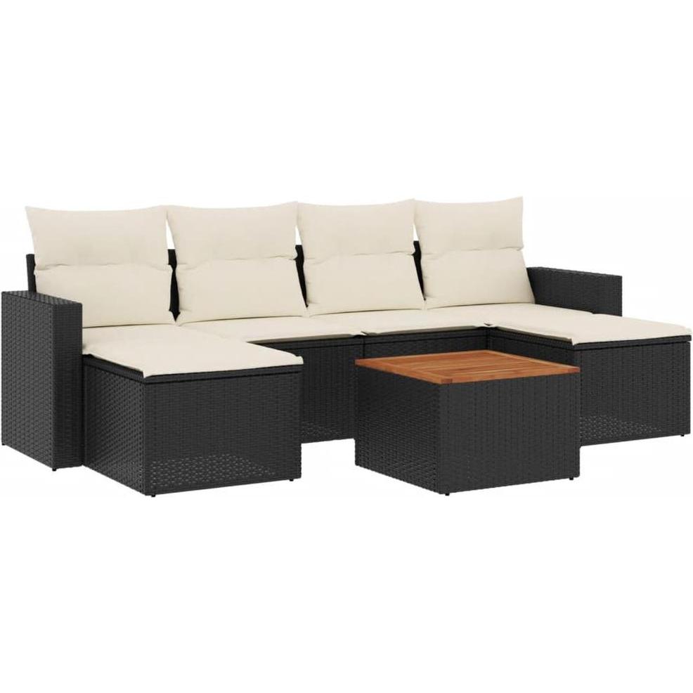 VidaXL, Gartenlounge, Gartenmöbel Sofa Garnitur Lounge Sitzgruppe 7-tlg. Schwarz Poly Rattan