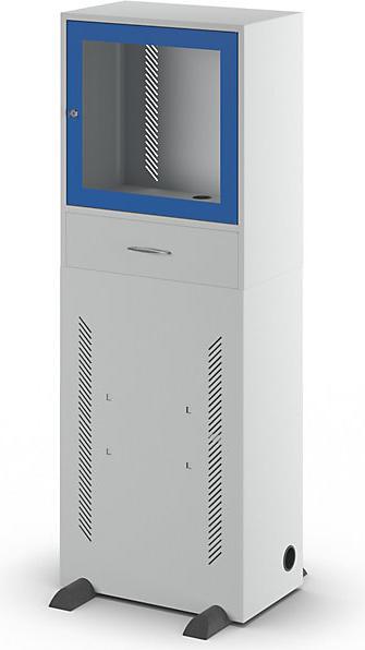 Produktbild eurokraft basic Computerschrank, Standardausführung, lichtgrau/enzianblau (60 cm, 163.80 cm)