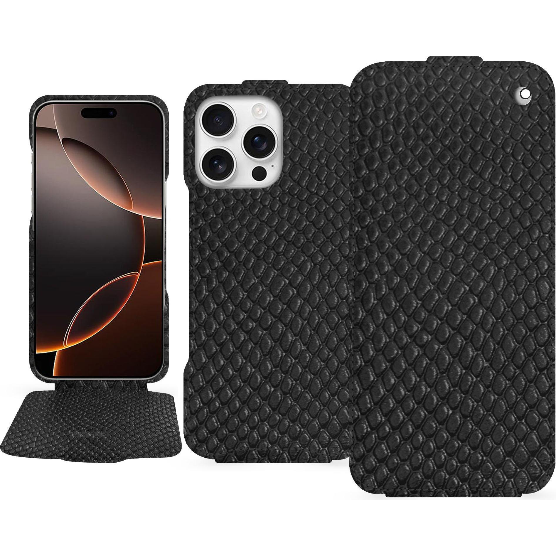 Thumbnail - Noreve Lederschutzhülle vertikal (Apple iPhone 16 Pro), Smartphone Hülle, Schwarz