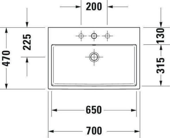 Produktbild Duravit Waschtisch VERO AIR o ÜL m HLB 700x470mm 1 Hahnloch weiss WG (470 mm, 700 mm)