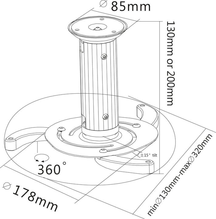 Produktbild Reflecta Beamer Deckenhalterung sal Medusa II (Decke)