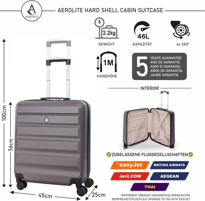 Actual product image Aerolite Handgepäck-Kabinentrolley (46 l)