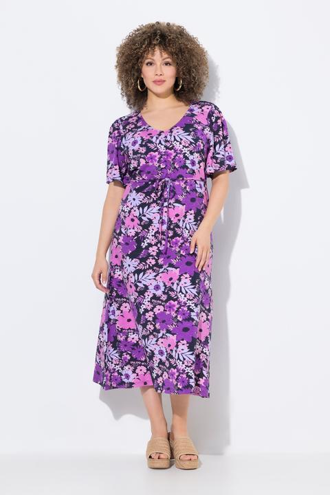 Immagine prodotto Ulla Popken Abito midi dal taglio svasato in jersey con scollo a V e mezze maniche (46, 48)