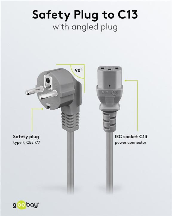 Productafbeelding Goobay Voedingskabel IEC 60320 C13 naar CEE 7/7 (2 m)