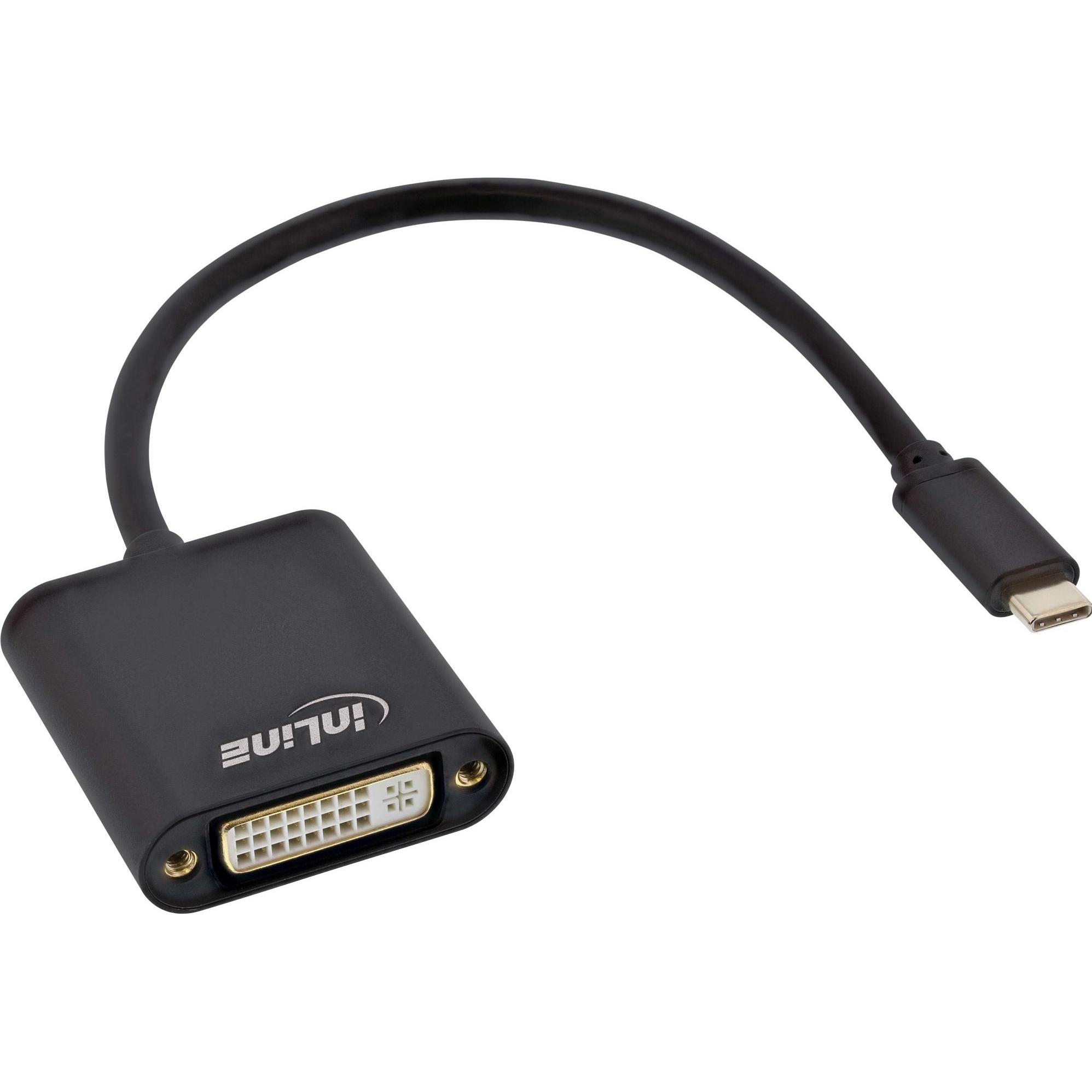 InLine USB Display Konverter (DVI, 20 cm), Data + Video Adapter, Schwarz