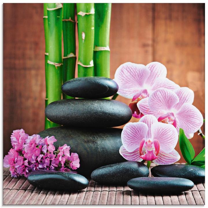Actual product image Artland Glass picture Spa Concept Zen Stones Orchids T5OO 125x50 cm (50x50 cm)