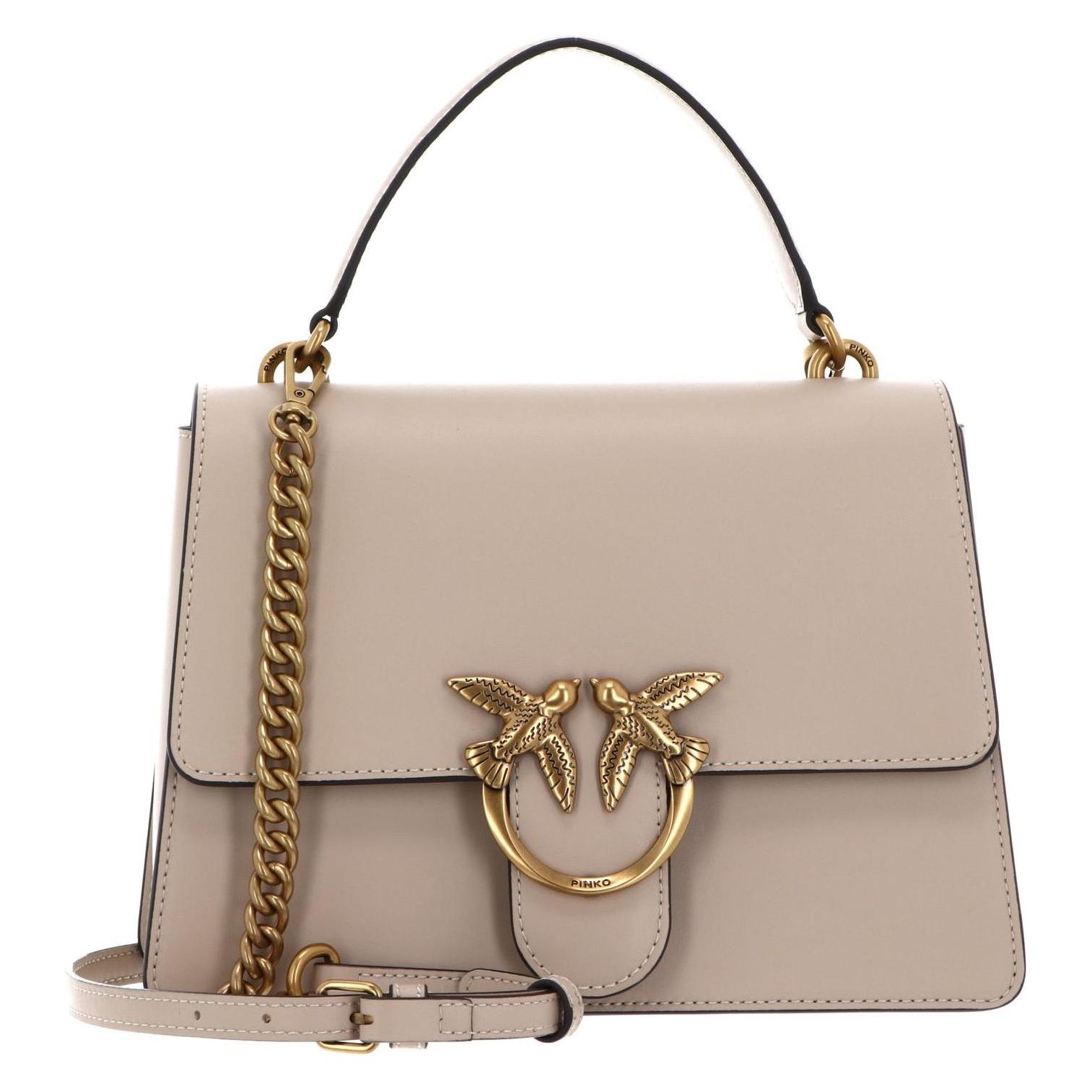 Pinko, Damen, Handtasche, Love One Top Handle Classic Light, Gold, Grau, Beige