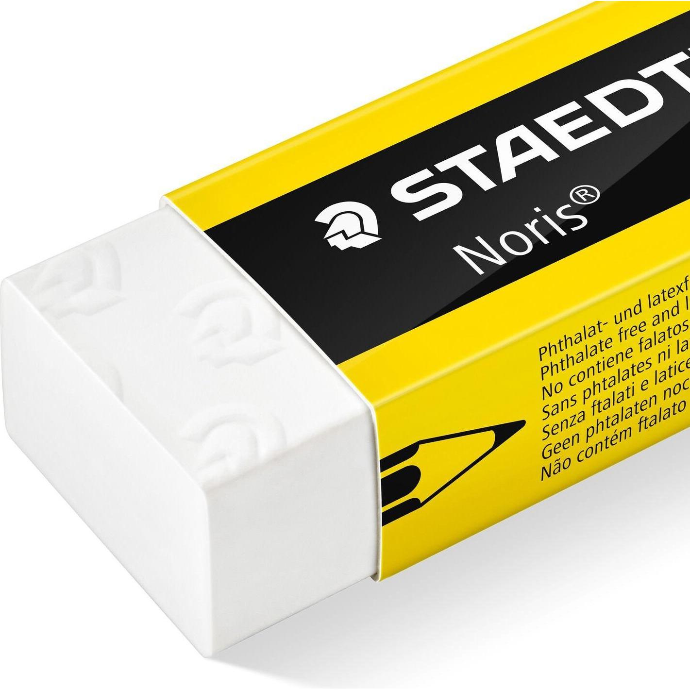 Thumbnail - Staedtler, Korrekturmittel, Kunststoff-Radierer Noris, weiss, 20er Display mit Schiebe-Manschette in gelb/schwarz, einze...