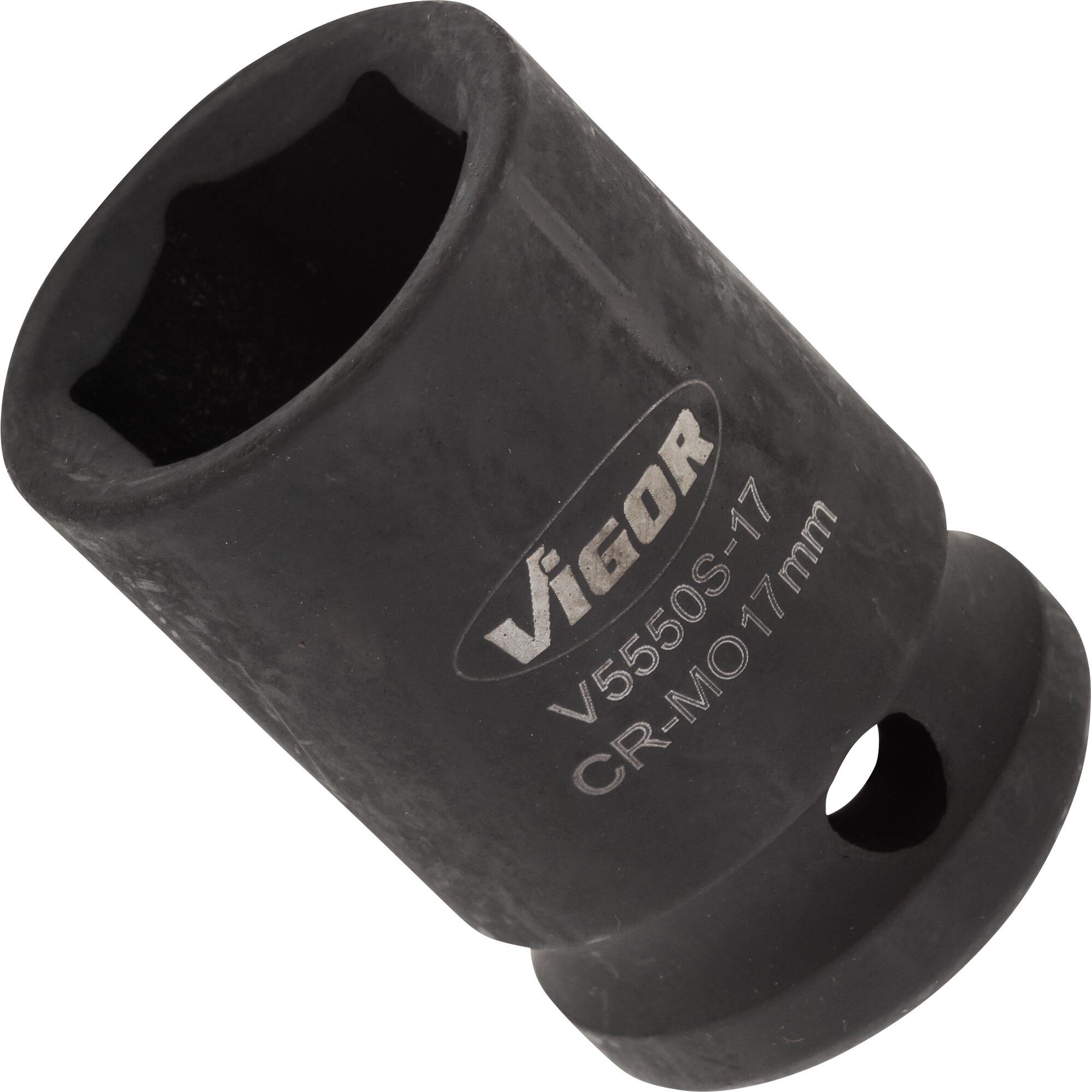 Vigor, Steckschlüssel + Stecknuss, Kraftsteckschlüssel kurz 1/2" SW 17 (17 mm)