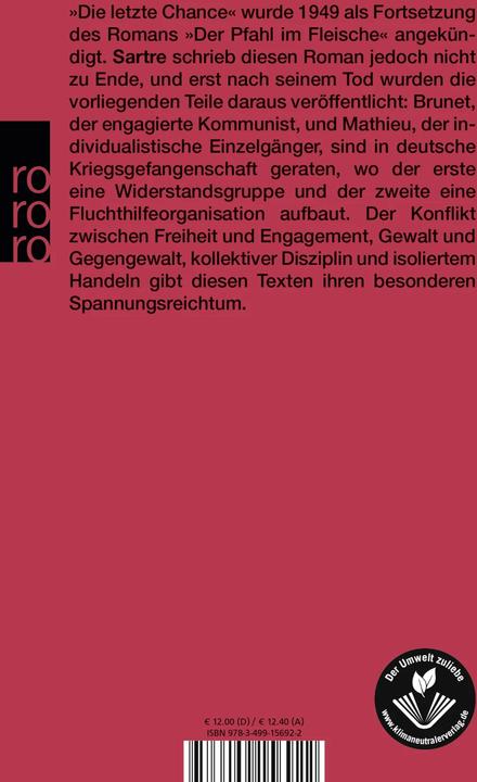 Produktbild Die letzte Chance (Deutsch, Jean-Paul Sartre, Michel Contat, Uli Aumüller, 1986)