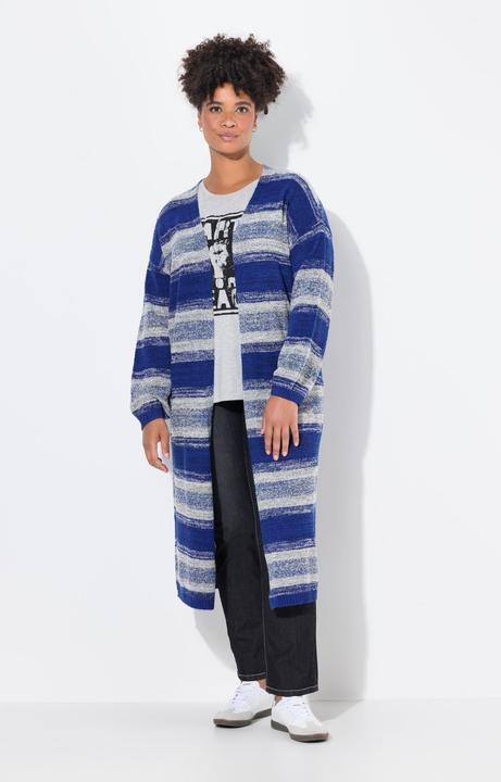 Produktbild Janet & Joyce Strickjacke, extra lang, offene Form, Blockstreifen (58)