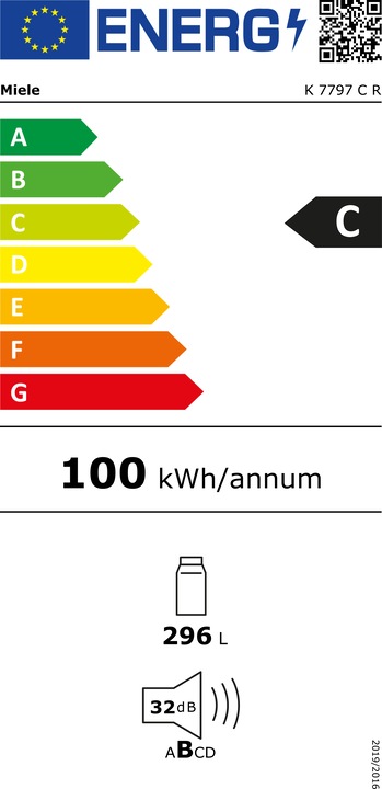 Label énergétique Miele K 7797 C R (296 l)