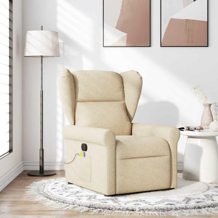 Image du produit vidaXL Fauteuil de massage Crème Tissu Massage Fauteuil TV avec fonction massage