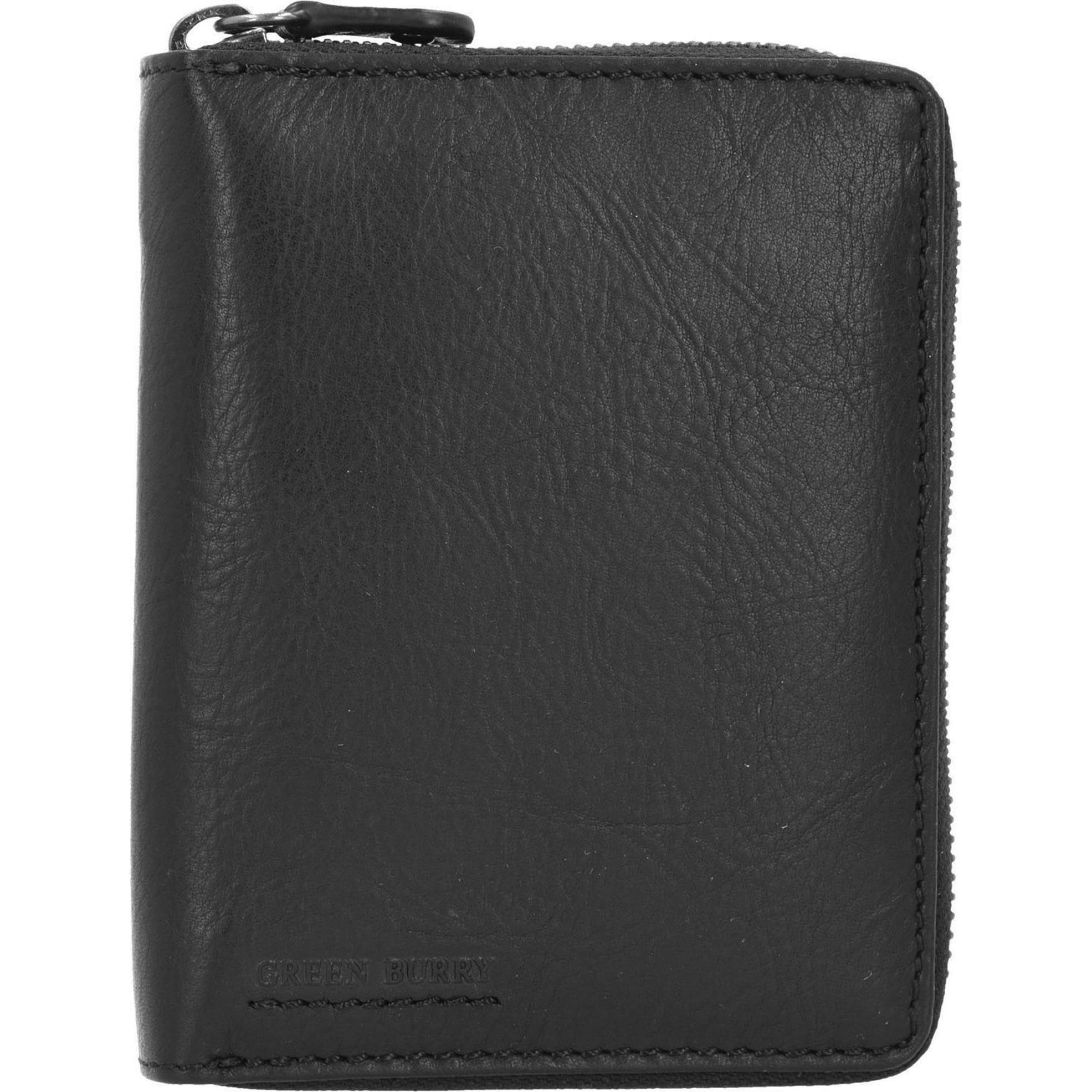 Greenburry, Herren, Portemonnaie, Oily Tumbled Geldbörse Leder 10,5 cm, Schwarz