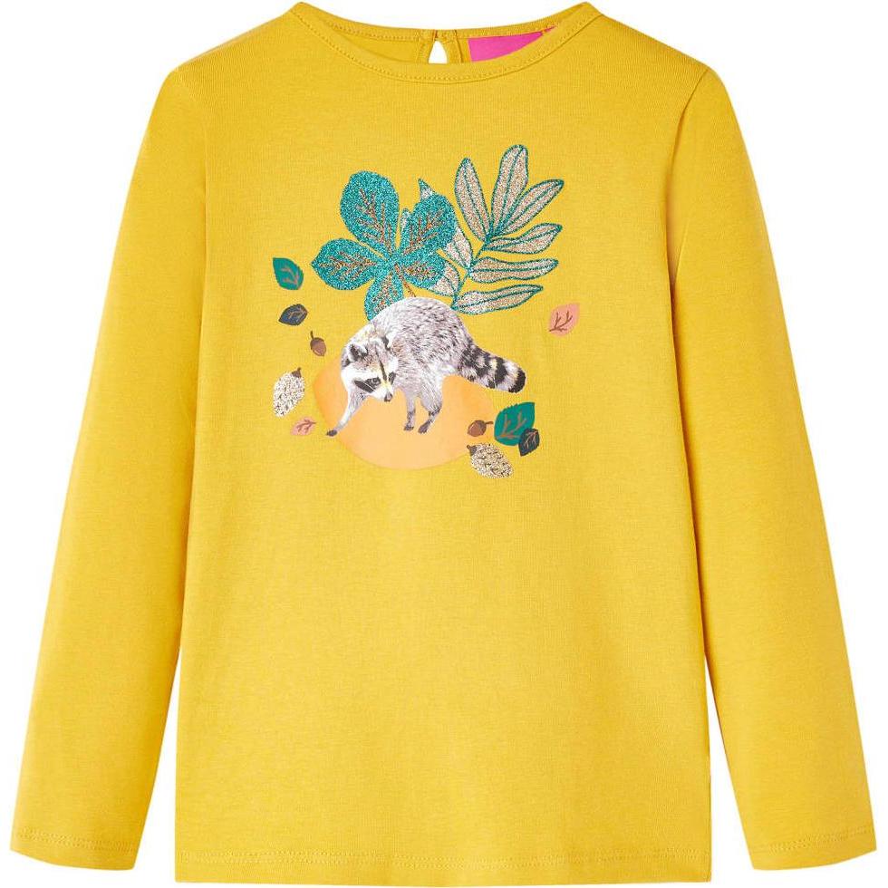 VidaXL, Jungen, Shirt, Kinder-Langarmshirt Ocker 140,Material: 95 % Baumwolle. 5, Gelb, (140)