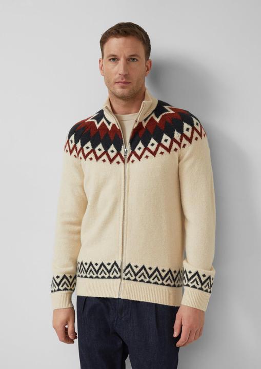 Produktbild s.Oliver Strickjacke Strickjacke aus Wollmix im Norweger-Stil (S)