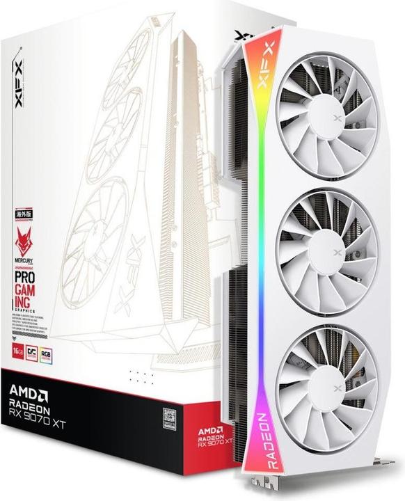 Actual product image XFX Mercury AMD Radeon RX 9070XT OC White Gaming Edition with RGB (16 GB)