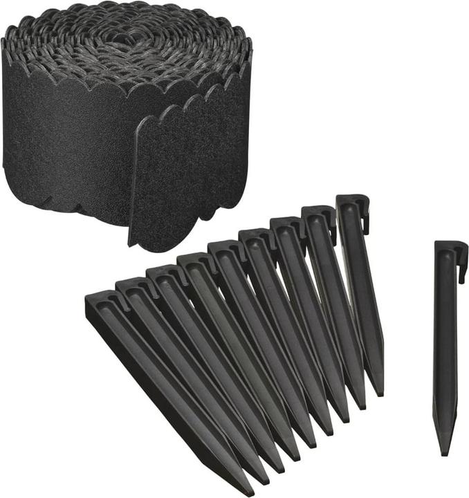 Nature Kit de bordure de pelouse Décoratif H13 cm x 12 m avec piquets de terre (1200 cm)