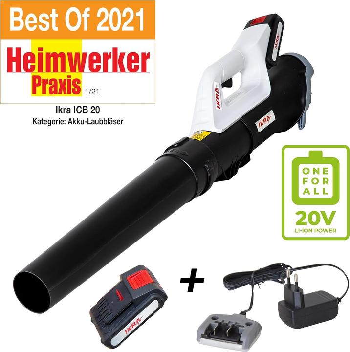 Actual product image Ikra Battery-powered leaf blower 20V 2Ah Mogatec ICB 20 (Rechargeable battery operated, Leaf blower)