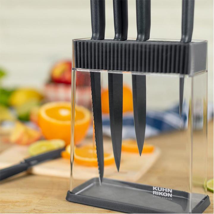 Image du produit Kuhn Rikon Colori+ set couteaux gris & porte-couteaux 6 pcs