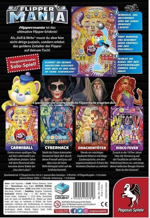 Immagine prodotto Pegasus 57318G - Flippermania, gioco da tavolo, per 1-4 giocatori, da 10 anni (edizione DE) (Tedesco)