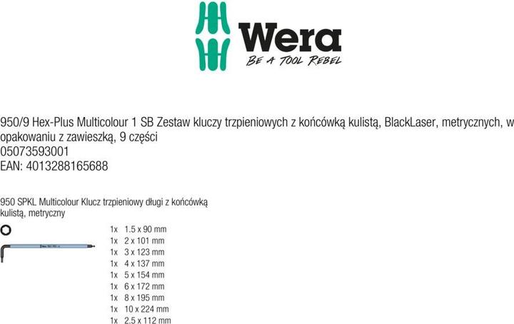 Image du produit Wera 950/9 Hex-Plus Multicolour 1