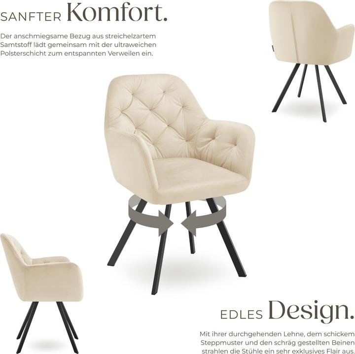 Image du produit tectake Fauteuil pivotant en velours Lucia, rembourré