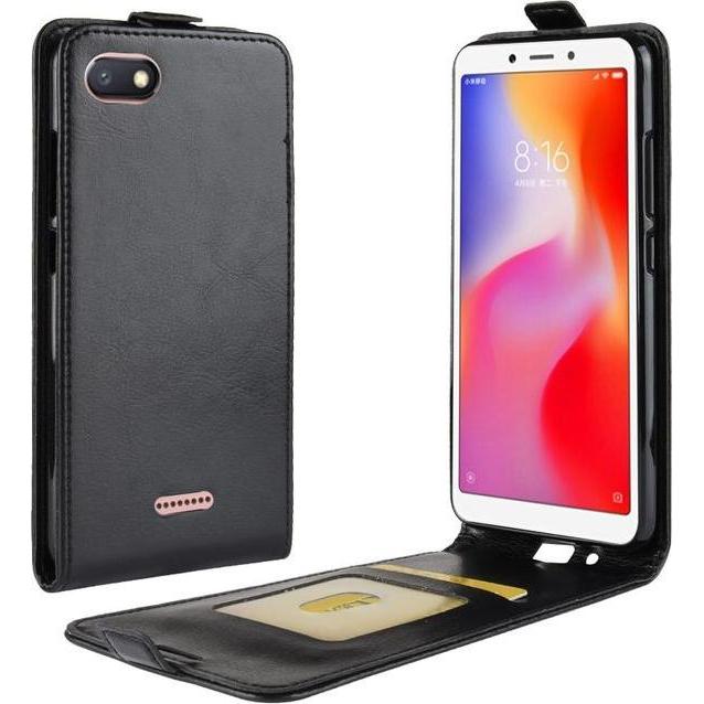 MU Classic Leder Flipcase Hülle (Xiaomi Redmi 6A), Smartphone Hülle, Schwarz