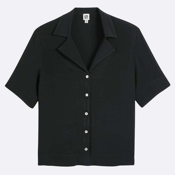 Actual product image La Redoute Collections Short-sleeved blouse with lapel collar (32)