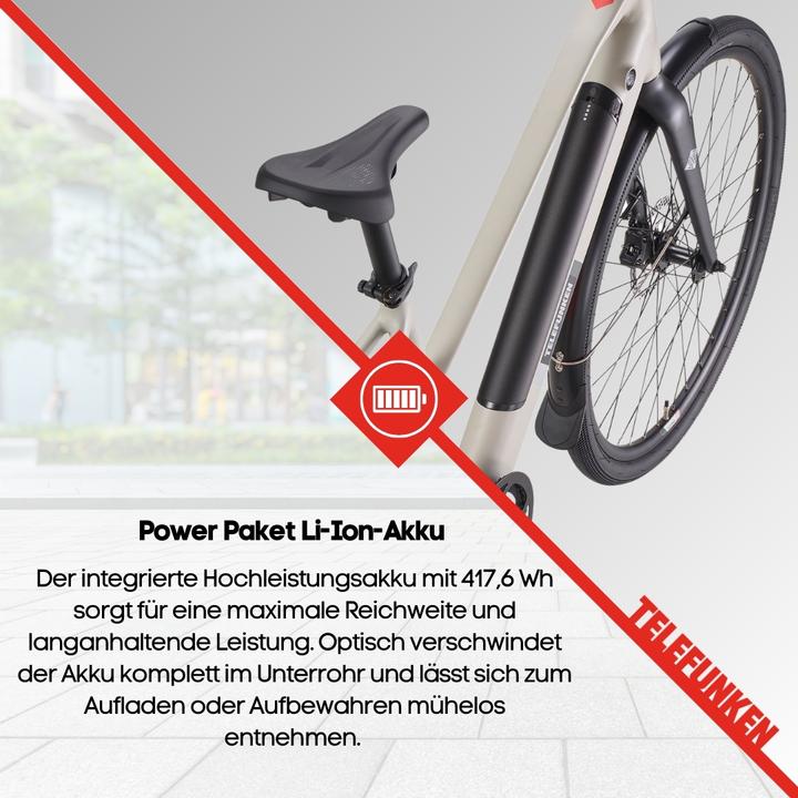Actual product image Telefunken Urban E-Bike Damen UH210 28 Zoll Hinterradmotor 7-Gang Kettenschaltung (48 cm)