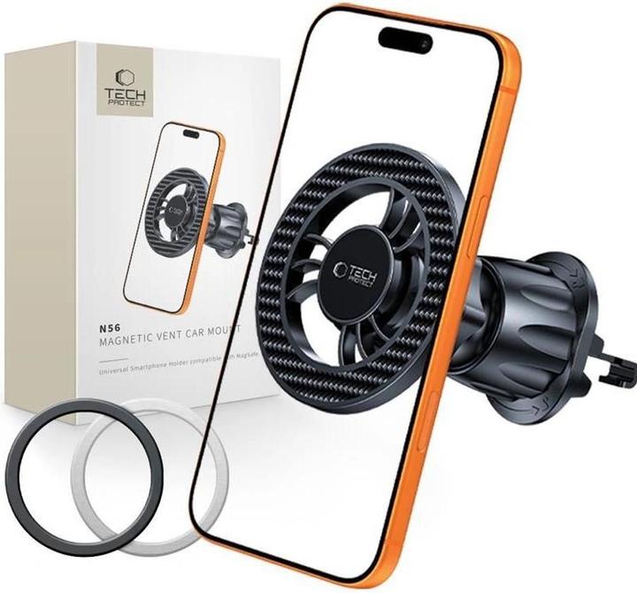 4Kom Tech-Protect N56 Magnetische Magsafe Belüftungs Autohalterung Karbon Schwarz