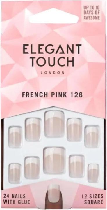 Produktbild Elegant Touch Natural French Nails 126 Kurz (Kunstnägel, Pink)