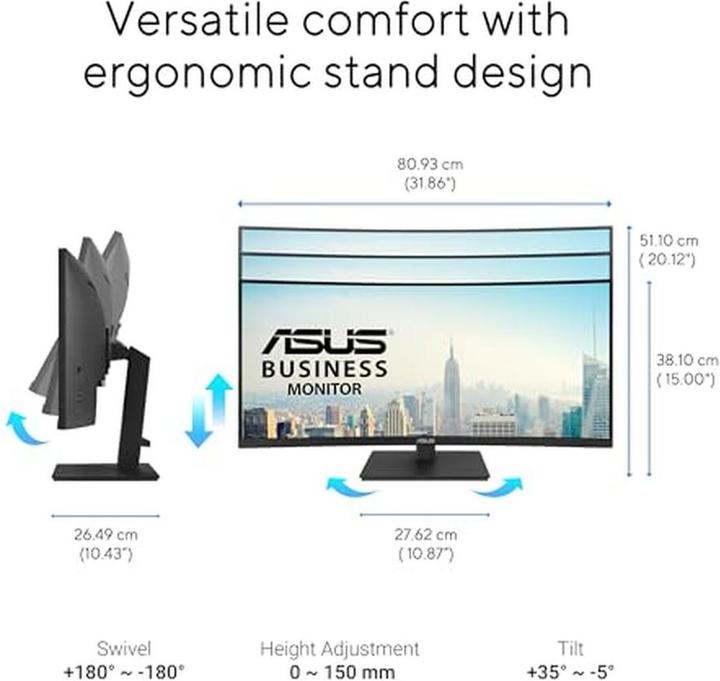 Produktbild ASUS ProArt VA34VCPSR 86.7cm (21:9) Curved WQHD (3440 x 1440 Pixel, 34")