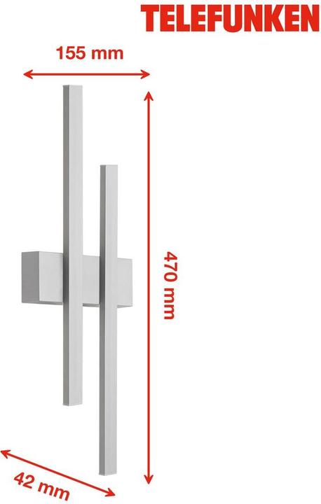 Produktbild Telefunken LED Auenwandleuchte IP44 2x4W 390 lm 4000 K neutralwei Graz silber 470 mm (390 lm, IP44)