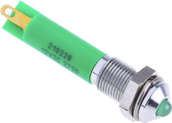 Produktbild RS PRO LED erhaben 6mm chrom 12Vdc grün