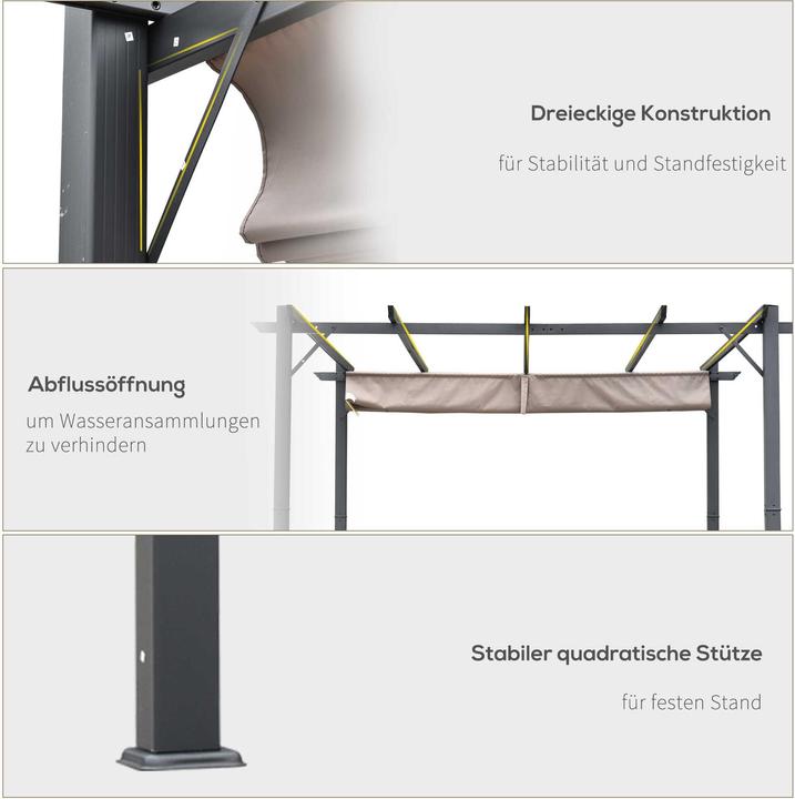 Actual product image Outsunny Pergola with sliding roof (300 cm, 300 cm)
