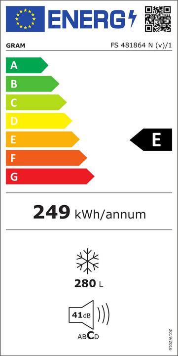 Energie-Label GRAM FS 481864 N (v)/1 (Freistehend, 280 l)
