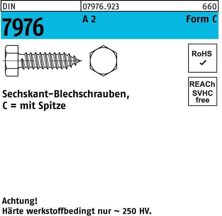 Actual product image Self-tapping screw DIN 7976 w.hexagon/tip C 4.8 x 19 A 2 (1000 Screws per piece)