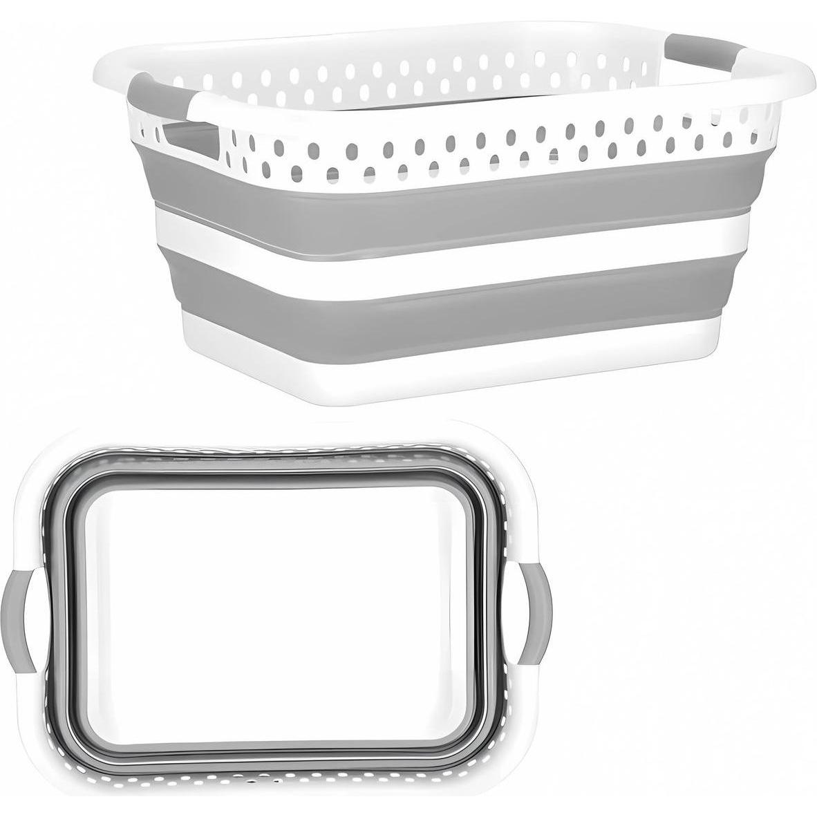 König Design, Wäschekorb, Wäschekorb Faltbar Wäschesammler Wäschebox Wäschetonne Aufbewahrungskorb Grau (36 l)