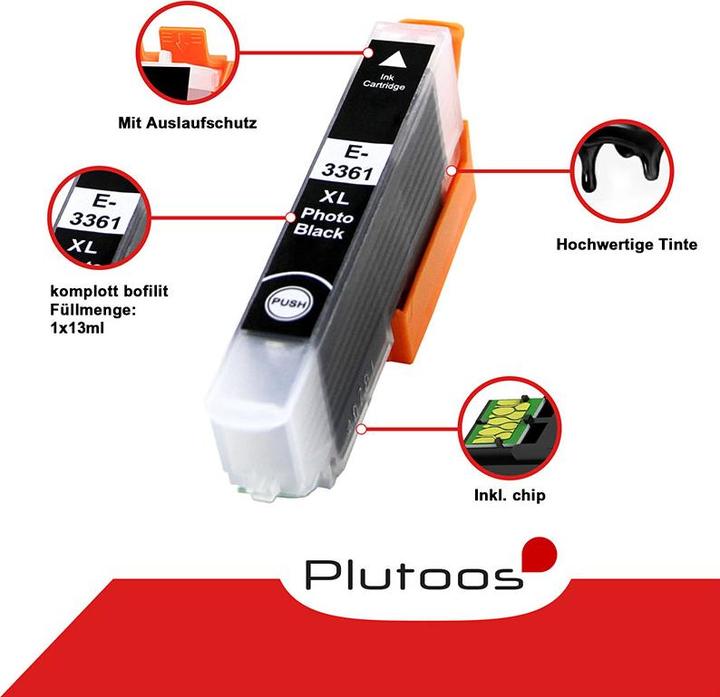 Actual product image Plutoos Epson T3351 - T3364 33XL cartridges XXL compatible, 5 colour set (M, C, Y, PBK, FC)