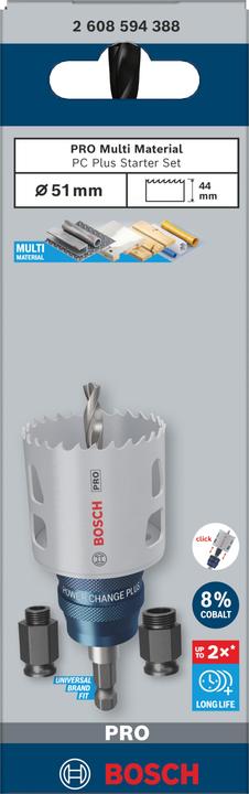 Produktbild Bosch Professional Zubehör PRO Multi Material PC Plus Lochsäge, 51 mm, Starter-Set (51 Millimeter)