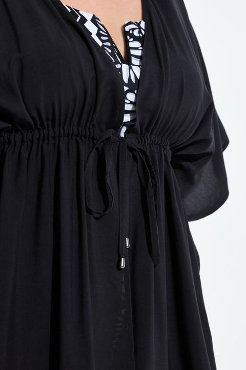 Immagine prodotto Ulla Popken Caffettano dal taglio oversize con laccetti intrecciati, scollo a V e mezze maniche (42, 44, 46, 48)
