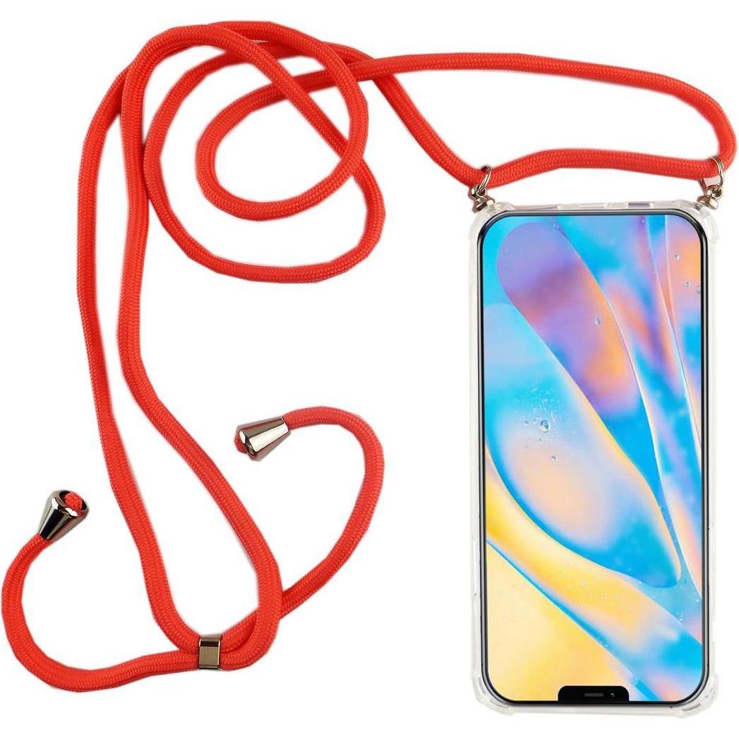 König Design Apple iPhone 12 / 12 Pro Handykette Hülle mit Band zum umhängen Kordel Etui Pink, Handykette, Transparent