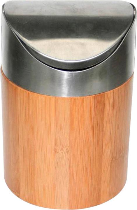 Actual product image Natura Punto Bamboo table waste garbage can, with swing lid, 12 x 12 x 17 cm