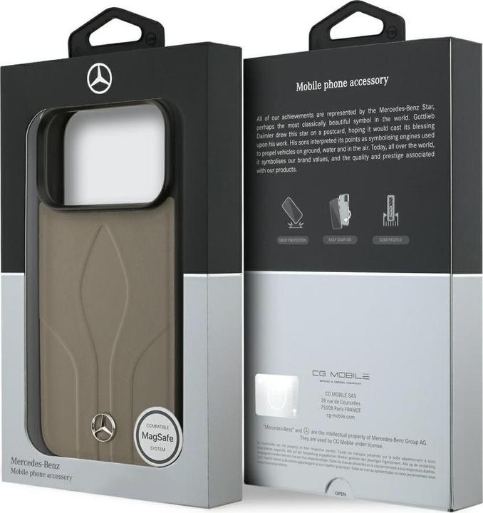 Immagine prodotto Mercedes Case Leather The Move MagSafe for iPhone 17 Pro taupe (Apple iPhone 17 Pro)