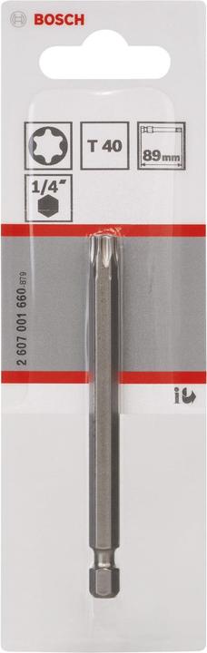 Produktbild Bosch Professional Zubehör Schrauberbit Extra-Hart T40, 89 mm, 1er-Pack (Innensechsrund TX)