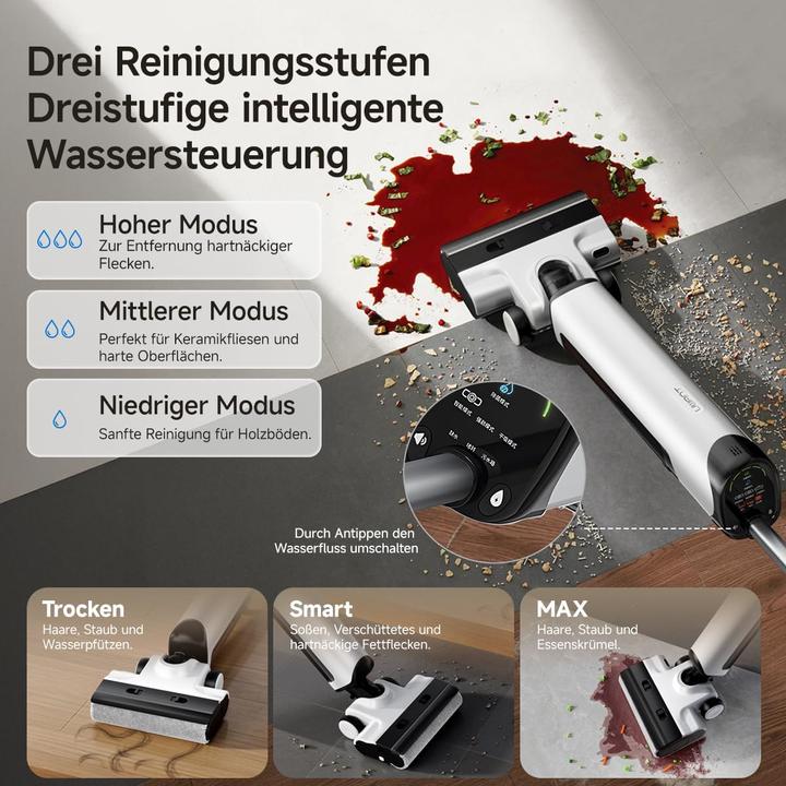 Actual product image Uwant D500 Nass Trockensauger,Abwassertanks-Desodorierung,180° Flat, 17000Pa,Verwicklungsfreies,IPX6 (Vacuuming + mopping)